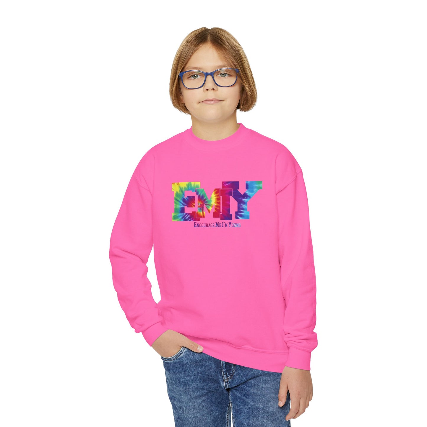 EMIY Youth Tie Die Crewneck Sweatshirt