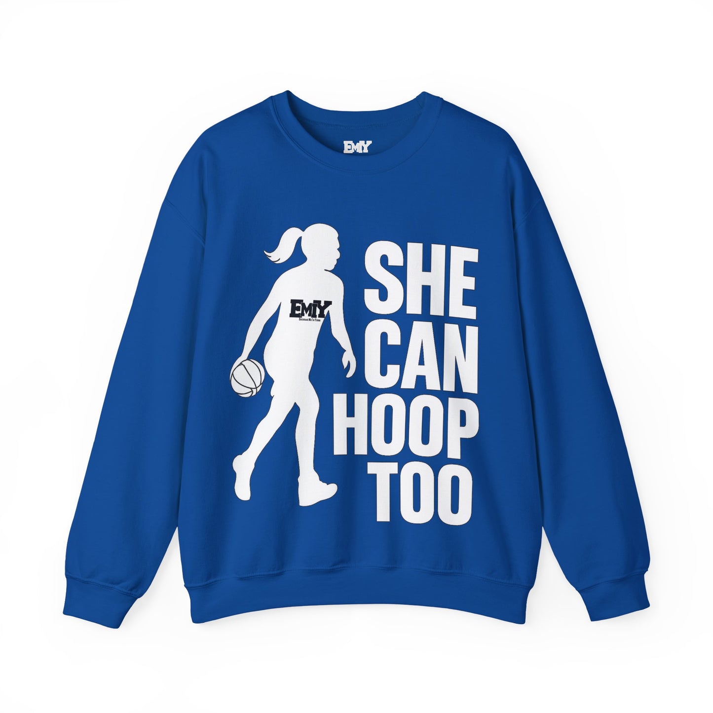 Empowering Sweatshirt: 'She Can Hoop Too' Unisex Fleece Crew
