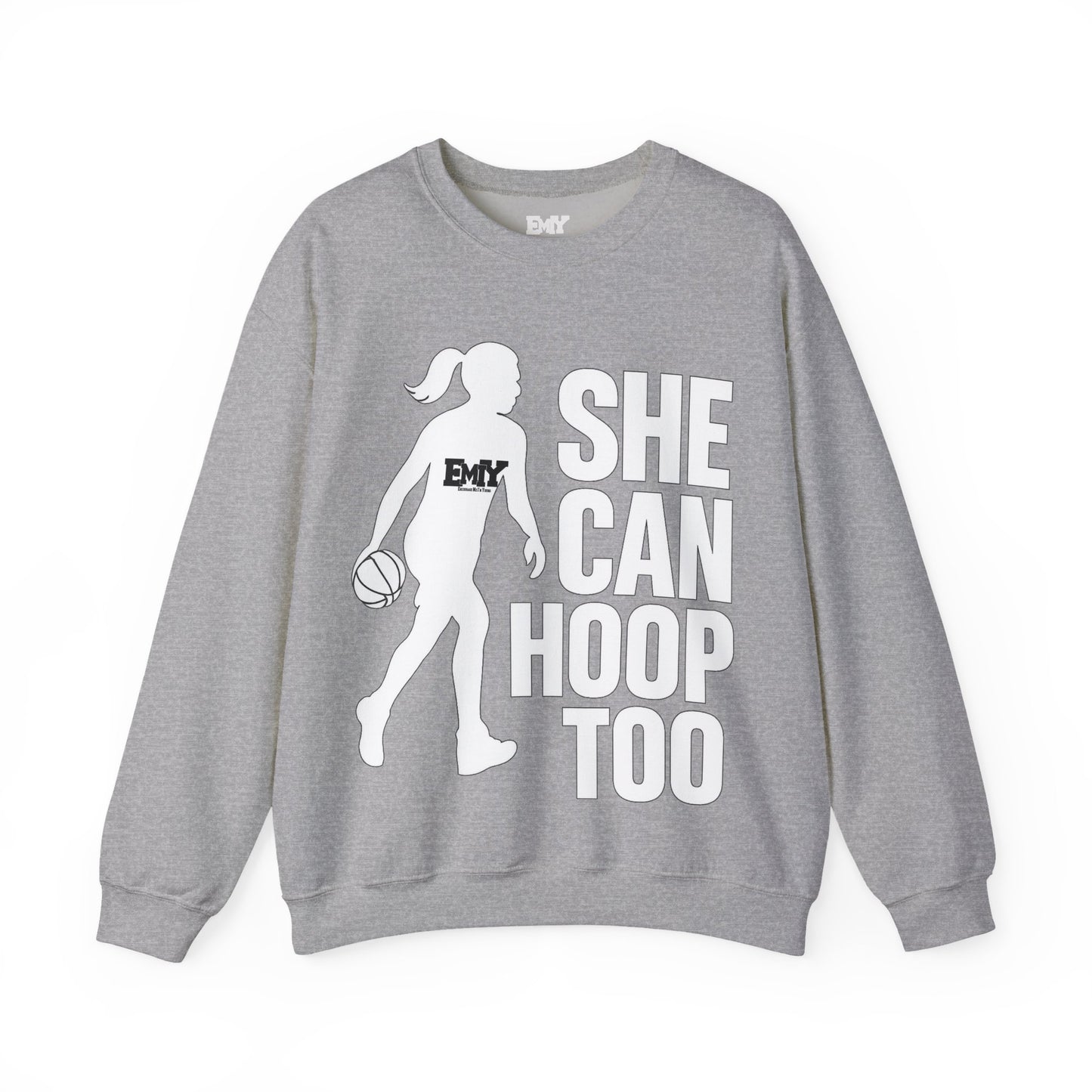 Empowering Sweatshirt: 'She Can Hoop Too' Unisex Fleece Crew