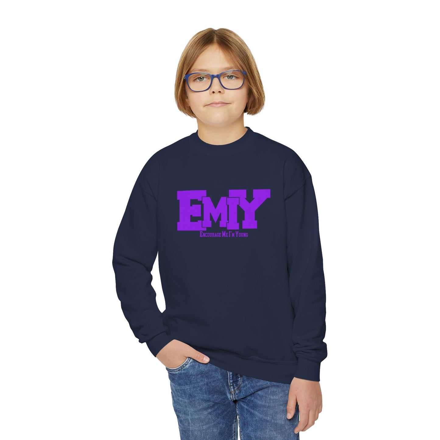 EMIY Youth Purple Crewneck Sweatshirt