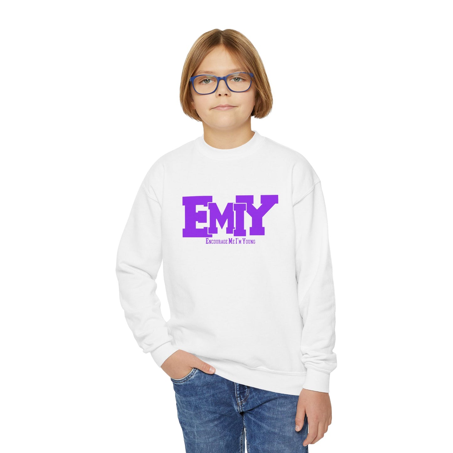 EMIY Youth Purple Crewneck Sweatshirt