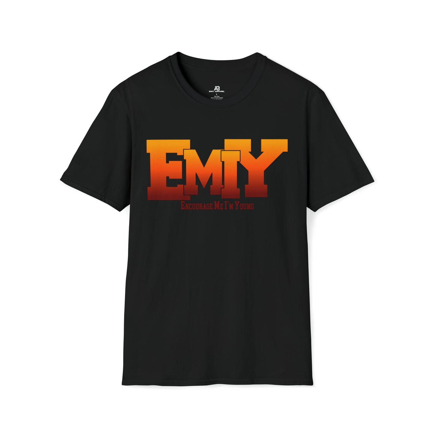 black EMIY Burnt Unisex Softstyle T-Shirt