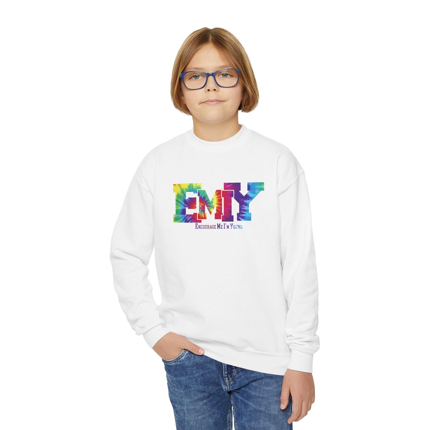 EMIY Youth Tie Die Crewneck Sweatshirt