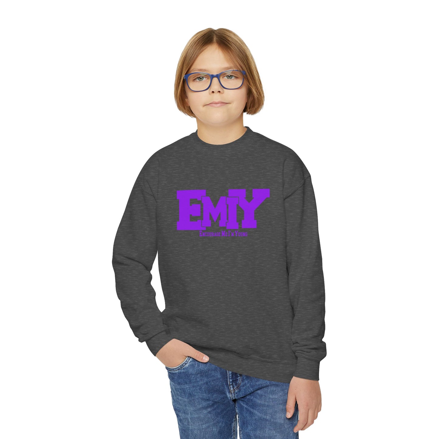 EMIY Youth Purple Crewneck Sweatshirt
