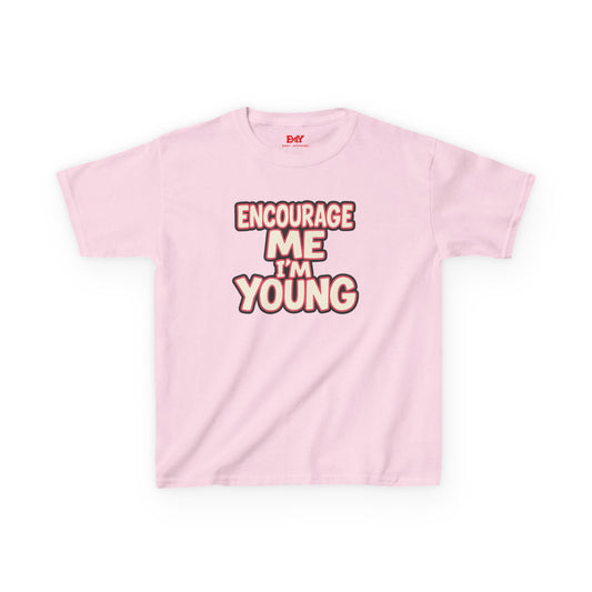 Kids Tee — "Encourage Me I'm Young" Positive Youth Graphic T-Shirt