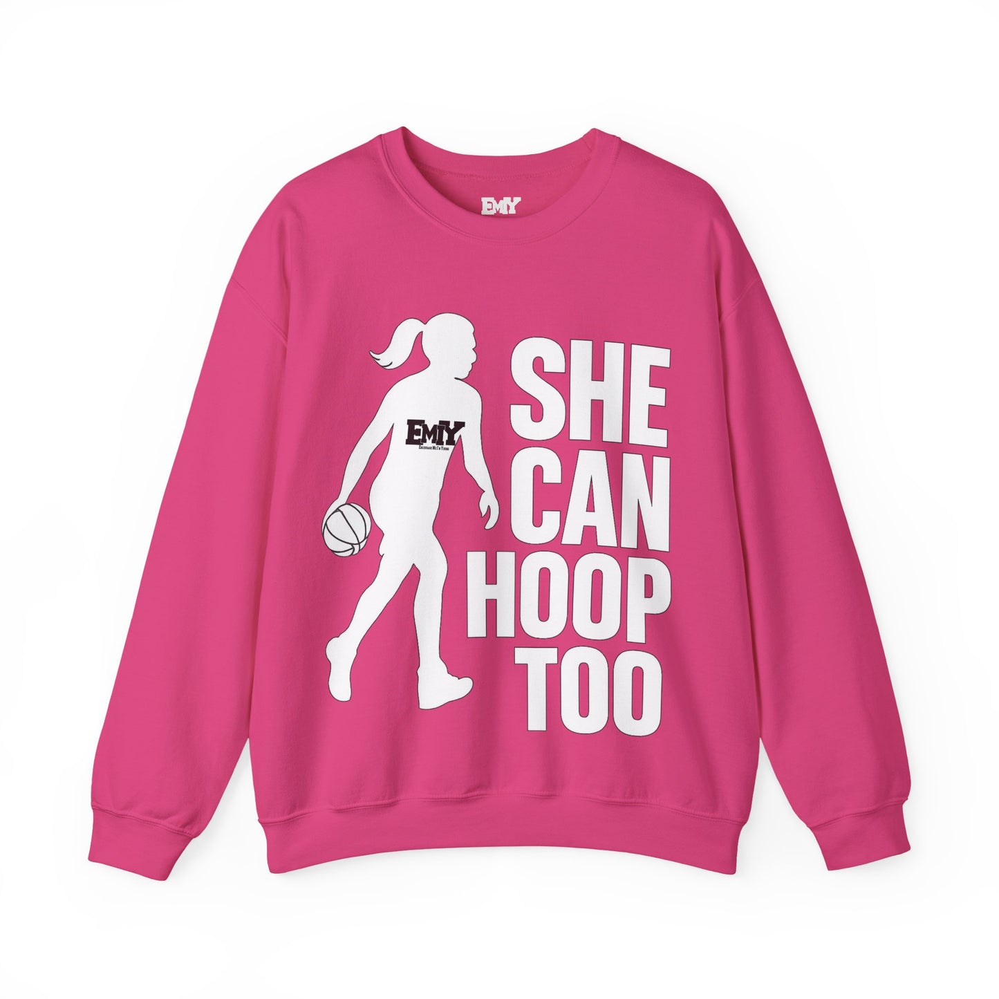 Empowering Sweatshirt: 'She Can Hoop Too' Unisex Fleece Crew