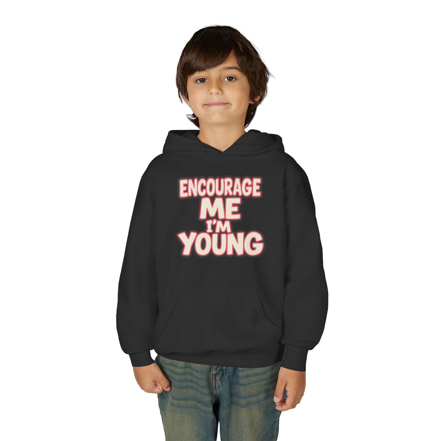 Youth Hoodie — “Encourage Me I’m Young” Graphic Pullover