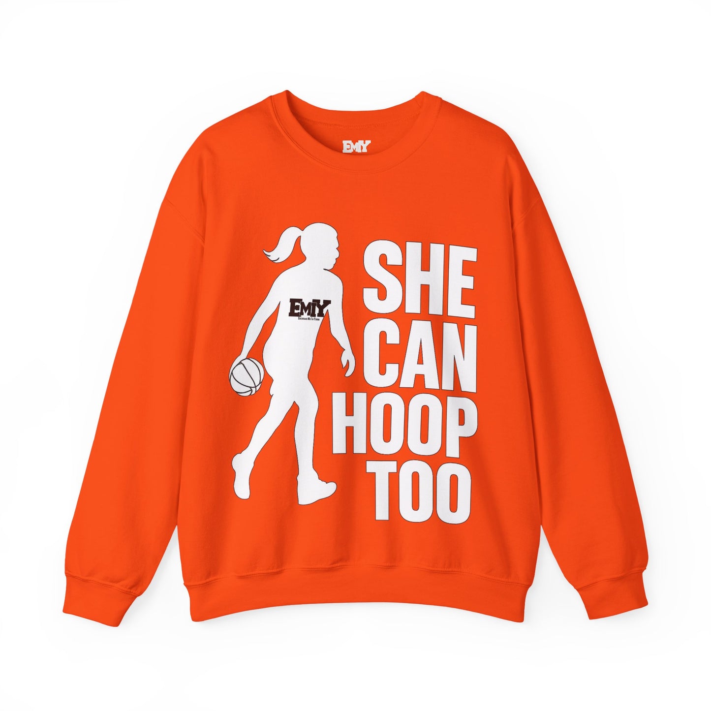 Empowering Sweatshirt: 'She Can Hoop Too' Unisex Fleece Crew
