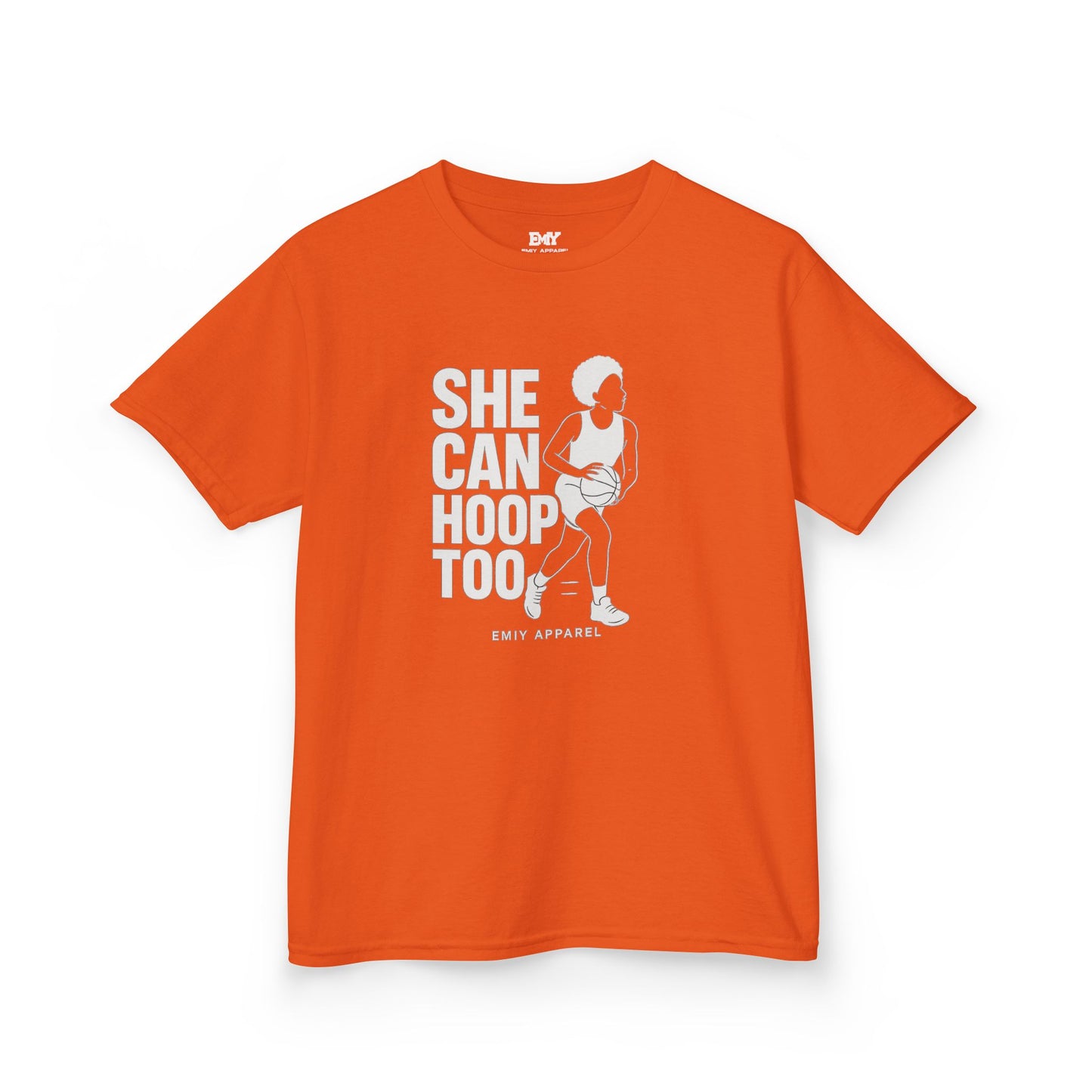 She Can Hoop Too Kids T‑Shirt — Girls Basketball Pride Tee