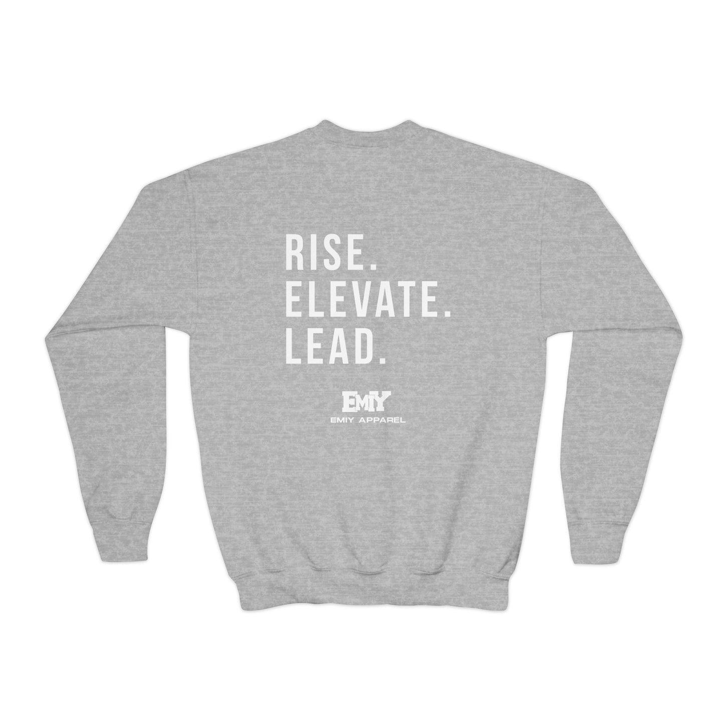 Youth Crewneck Sweatshirt — "Rise. Elevate. Lead."