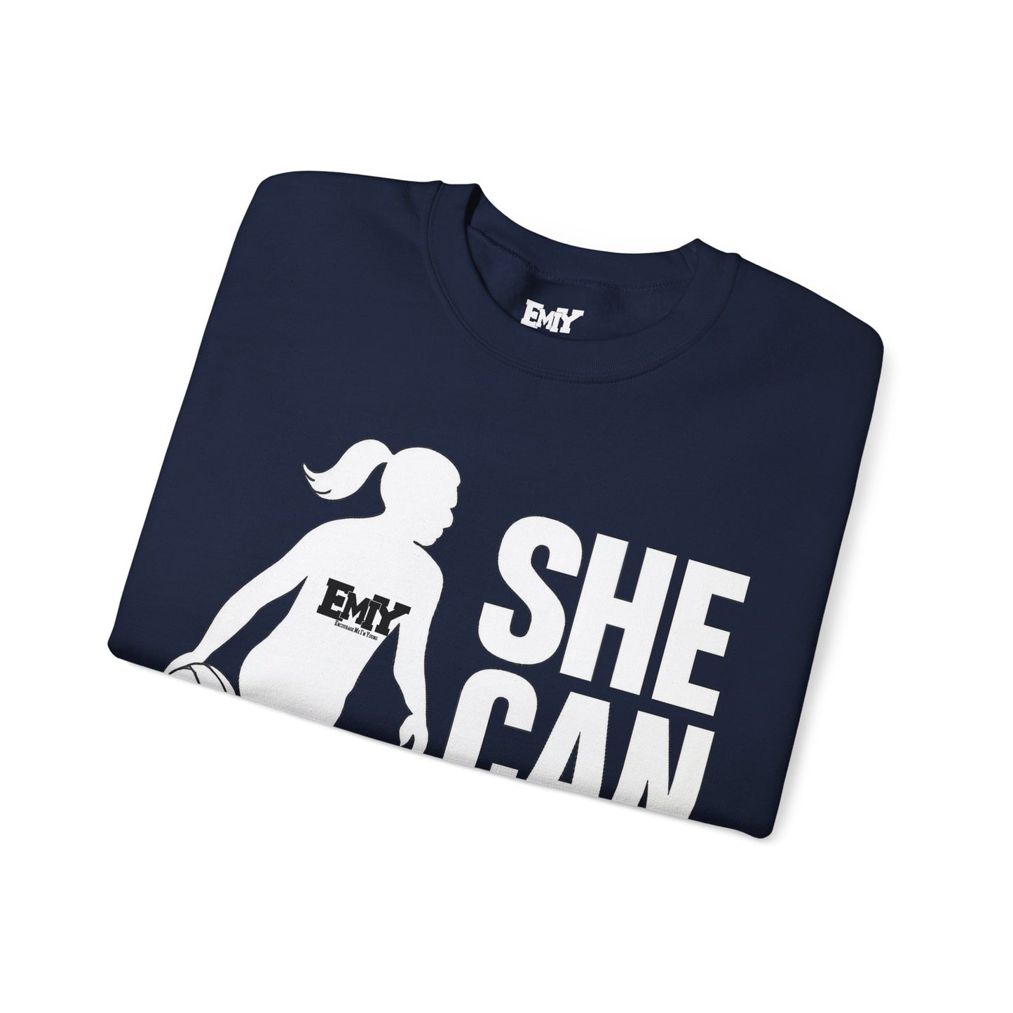 Empowering Sweatshirt: 'She Can Hoop Too' Unisex Fleece Crew