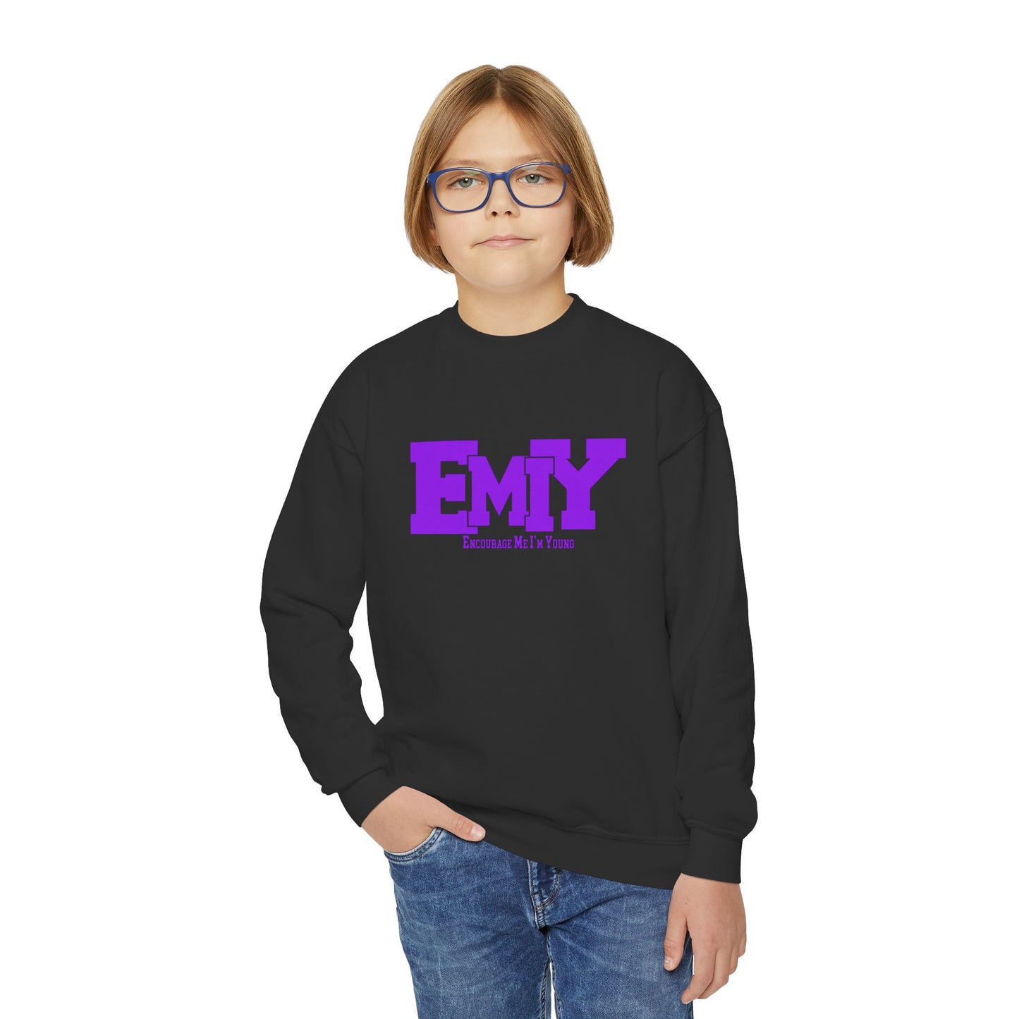 EMIY Youth Purple Crewneck Sweatshirt