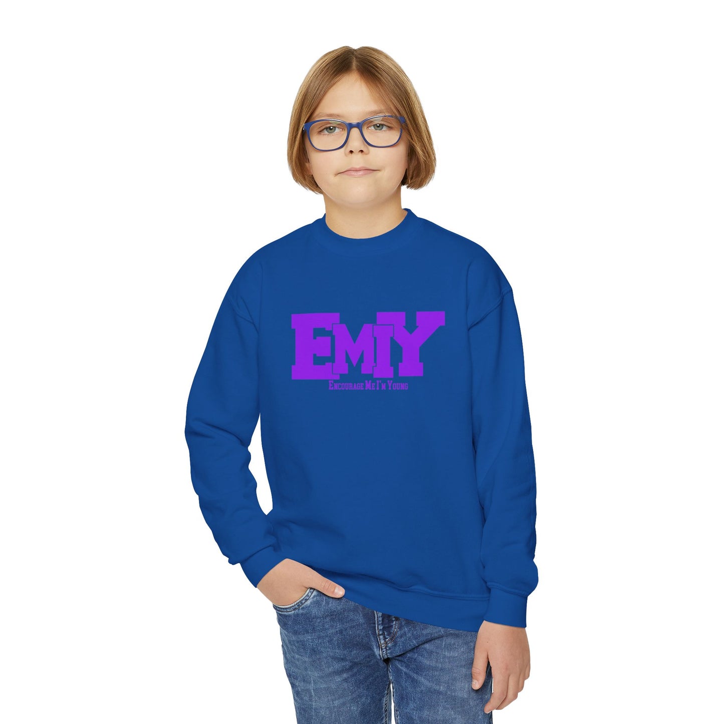 EMIY Youth Purple Crewneck Sweatshirt