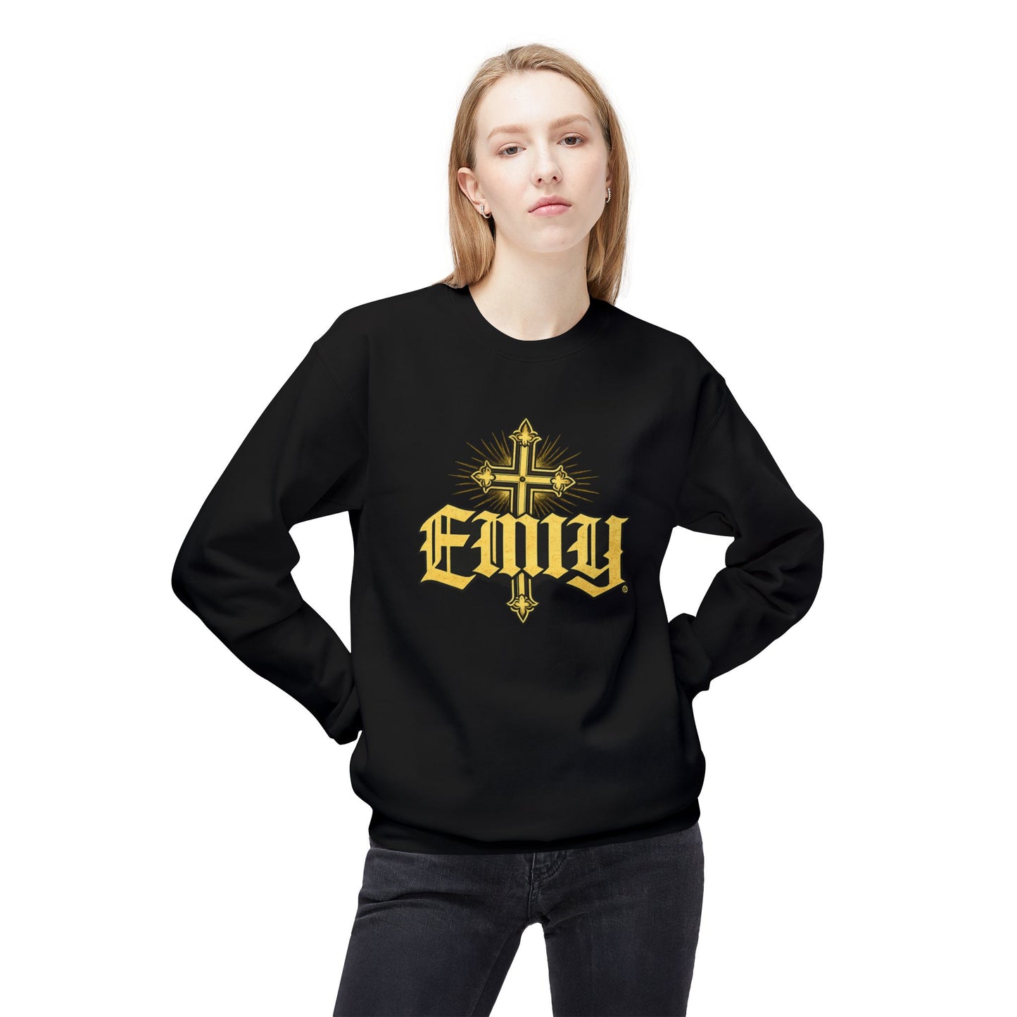 EMIY Wisdom Cross Crewneck Sweatshirt — "Wisdom Doesn’t Shout, It Leads"