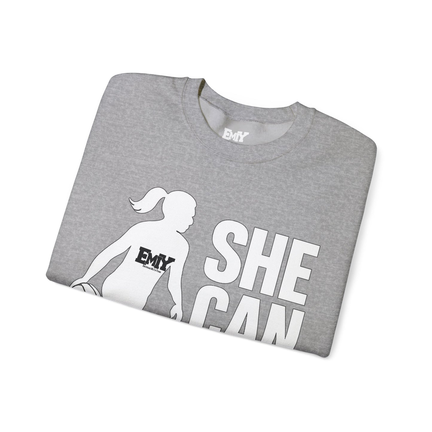Empowering Sweatshirt: 'She Can Hoop Too' Unisex Fleece Crew