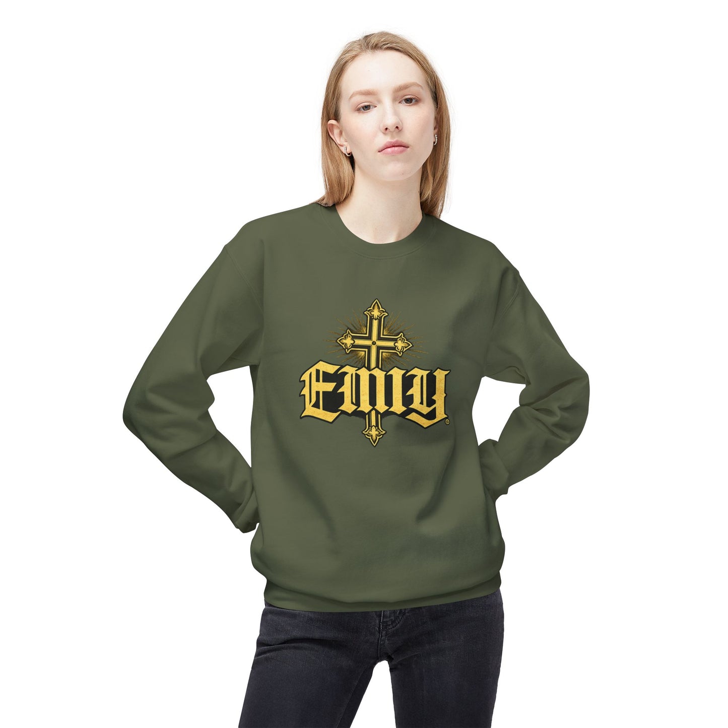 EMIY Wisdom Cross Crewneck Sweatshirt — "Wisdom Doesn’t Shout, It Leads"
