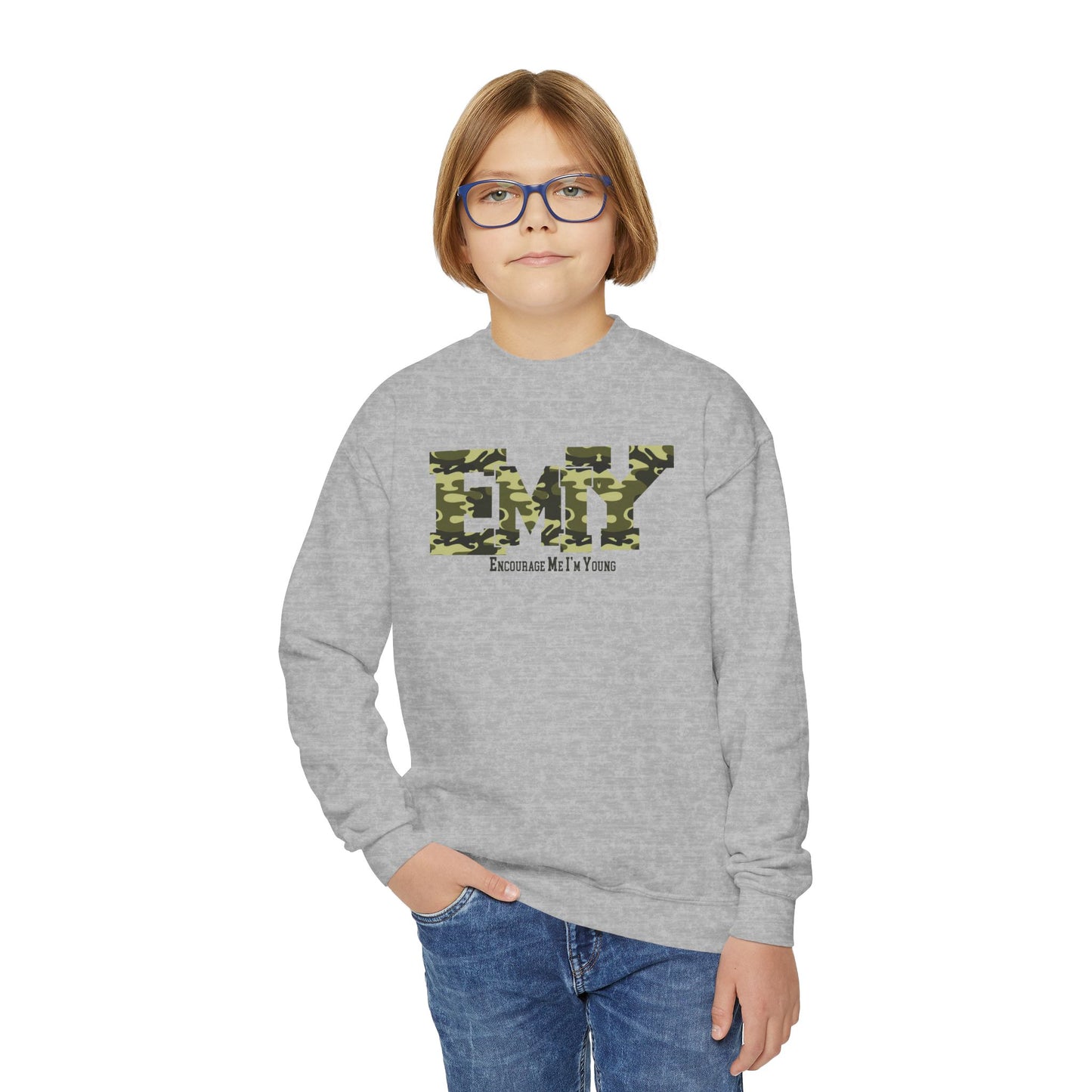 EMIY Youth Camo Crewneck Sweatshirt