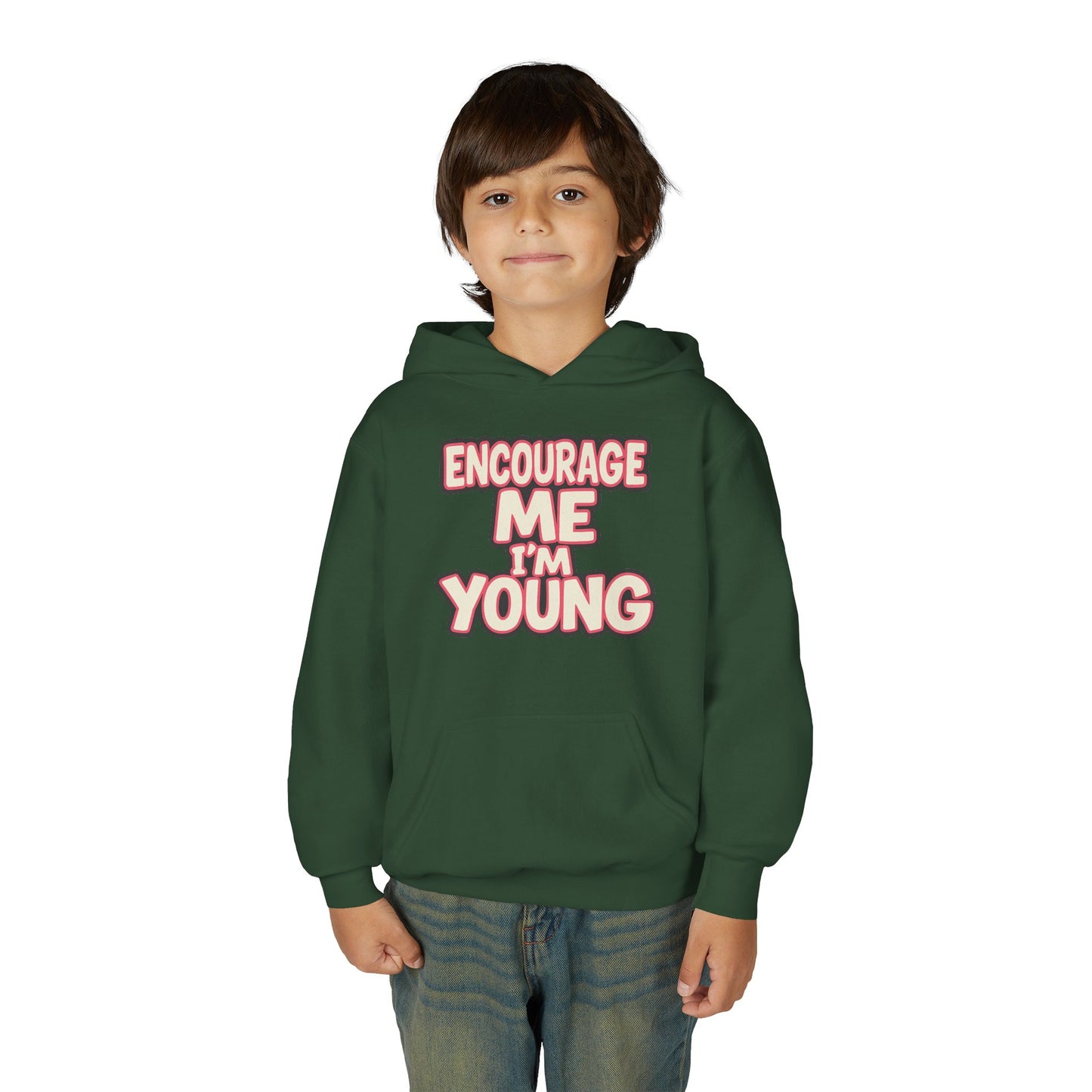 Youth Hoodie — “Encourage Me I’m Young” Graphic Pullover