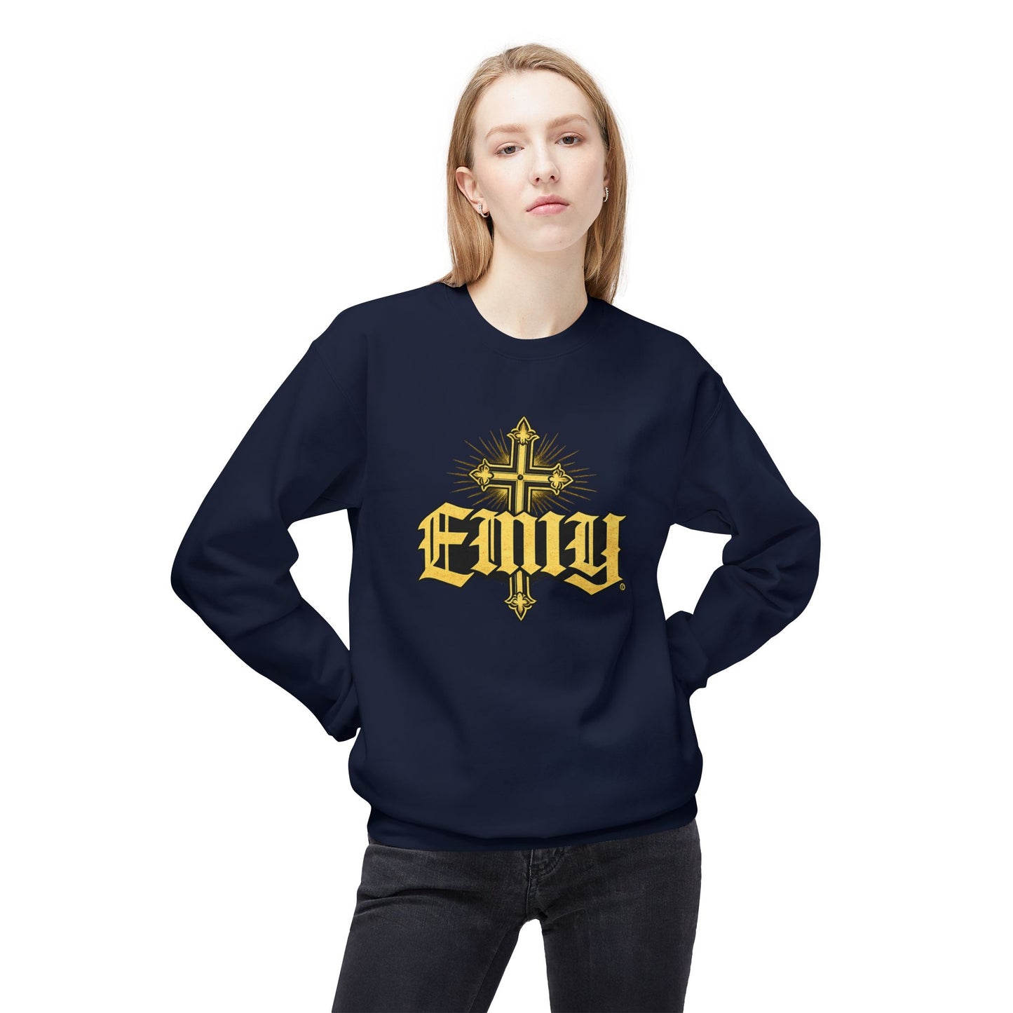 EMIY Wisdom Cross Crewneck Sweatshirt — "Wisdom Doesn’t Shout, It Leads"