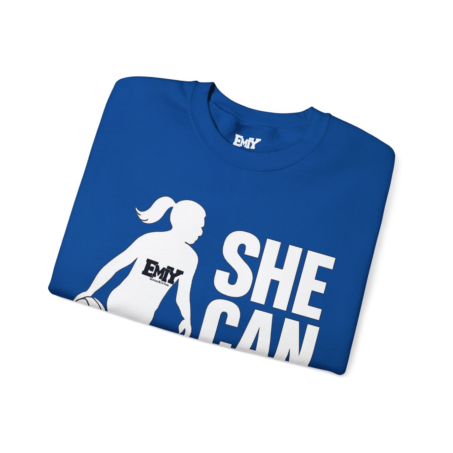Empowering Sweatshirt: 'She Can Hoop Too' Unisex Fleece Crew