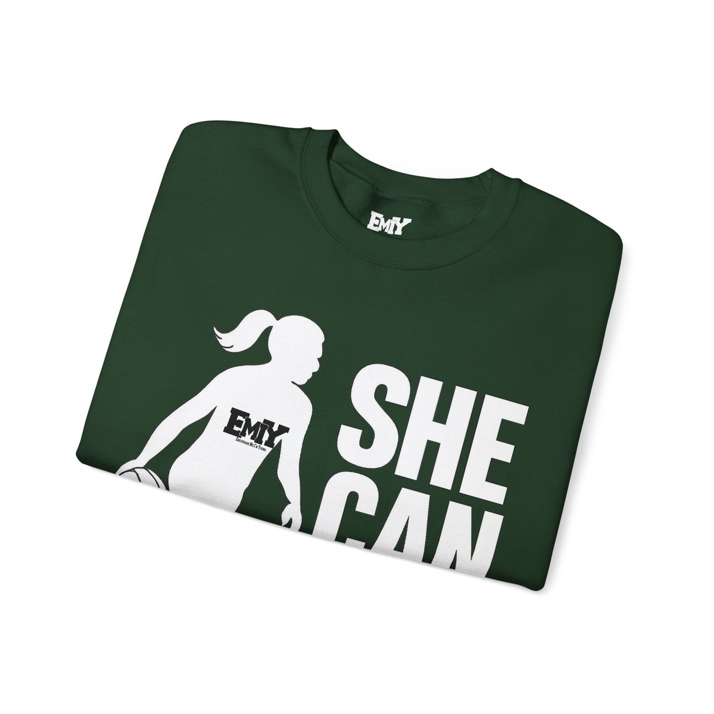 Empowering Sweatshirt: 'She Can Hoop Too' Unisex Fleece Crew