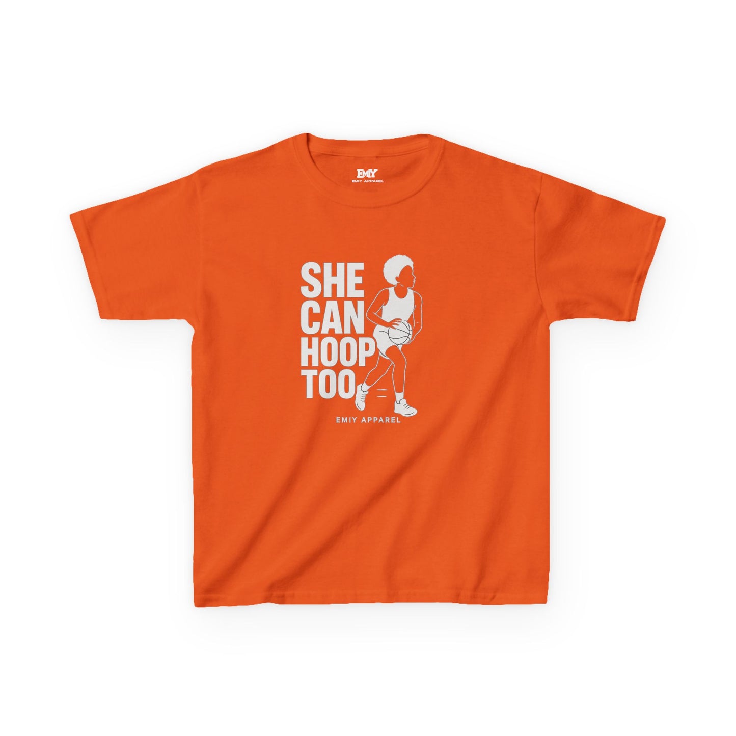 She Can Hoop Too Kids T‑Shirt — Girls Basketball Pride Tee