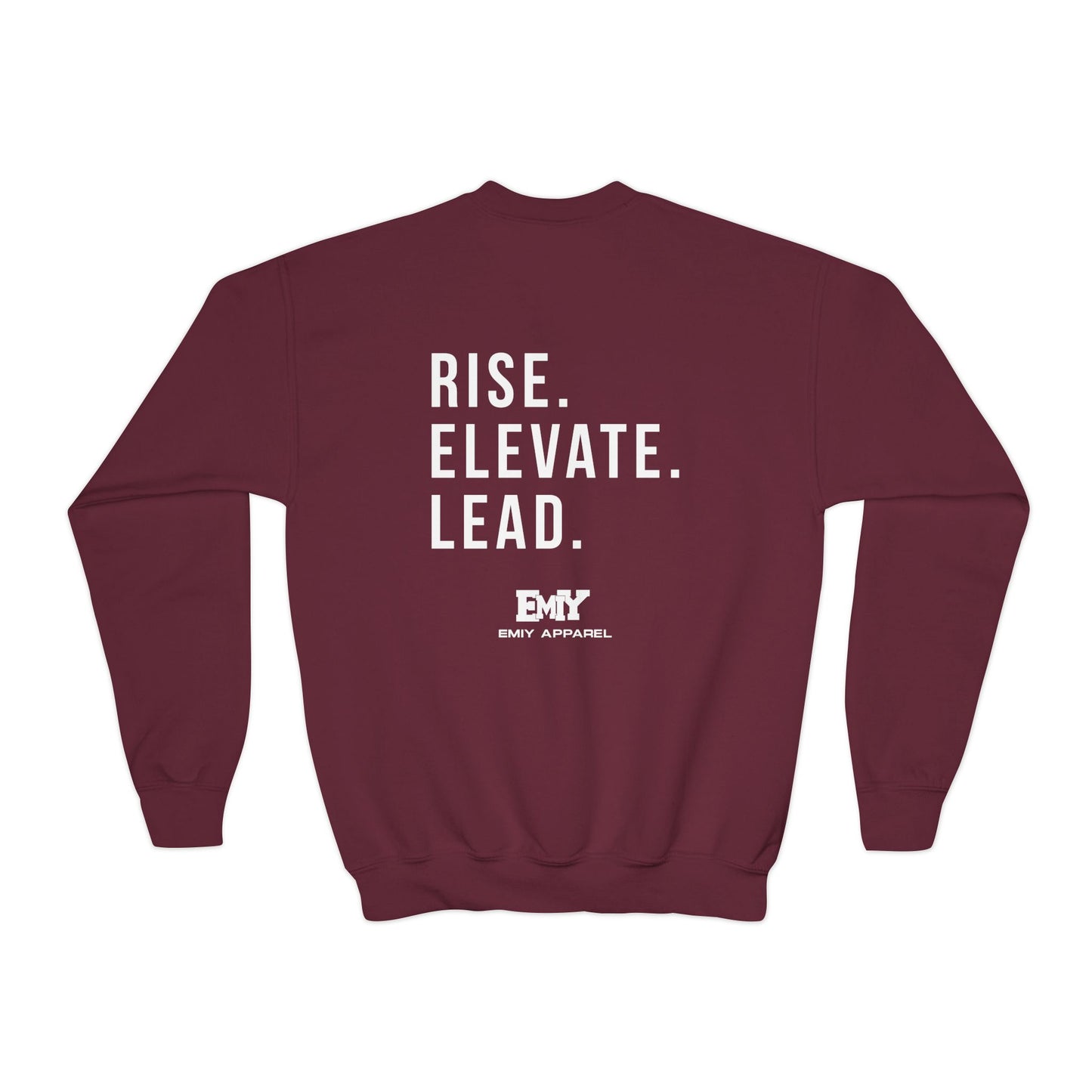 Youth Crewneck Sweatshirt — "Rise. Elevate. Lead."