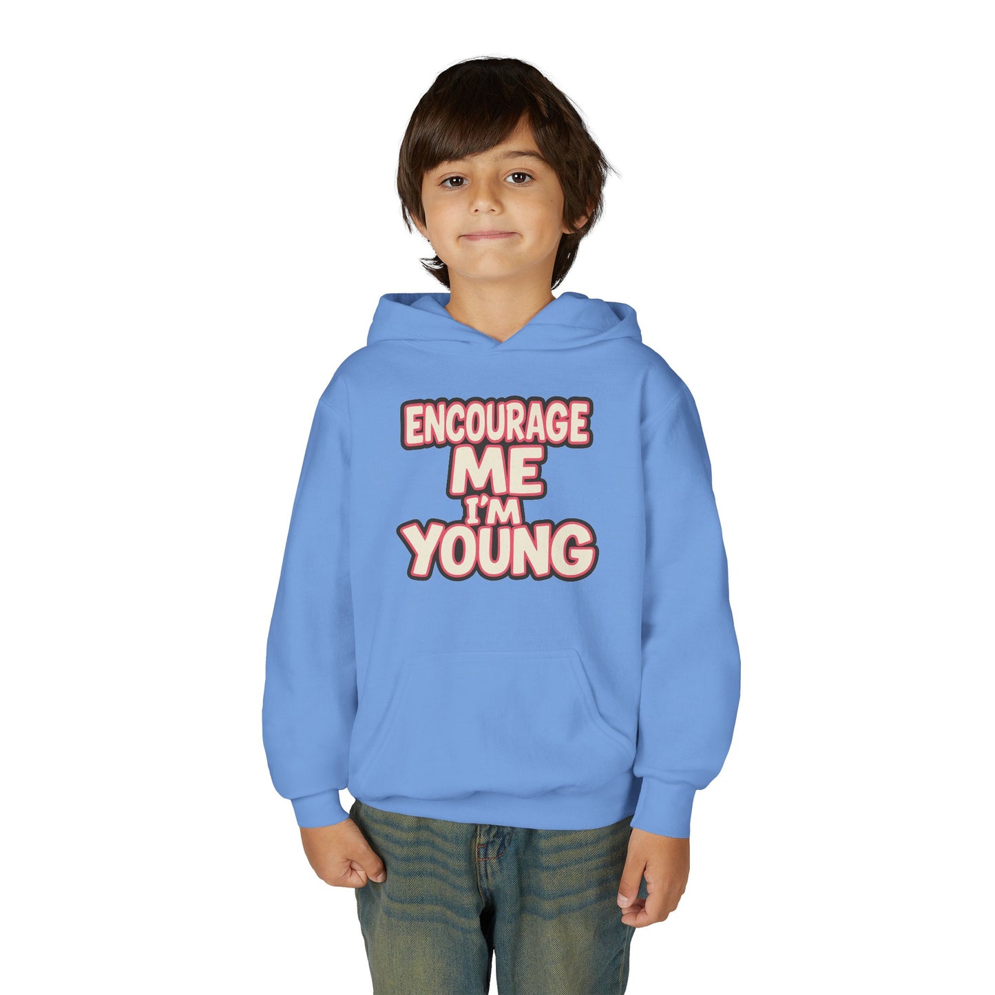 Youth Hoodie — “Encourage Me I’m Young” Graphic Pullover