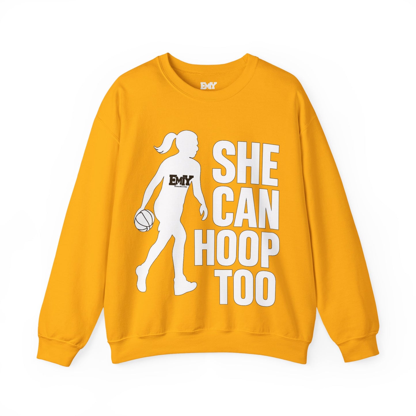 Empowering Sweatshirt: 'She Can Hoop Too' Unisex Fleece Crew