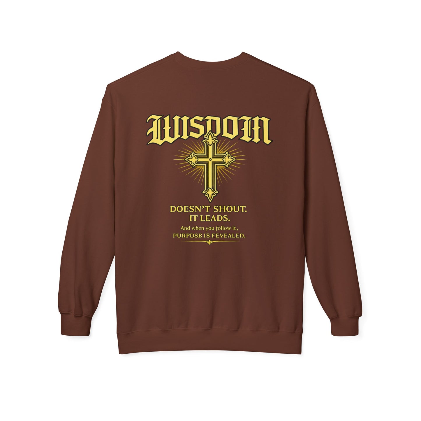 EMIY Wisdom Cross Crewneck Sweatshirt — "Wisdom Doesn’t Shout, It Leads"