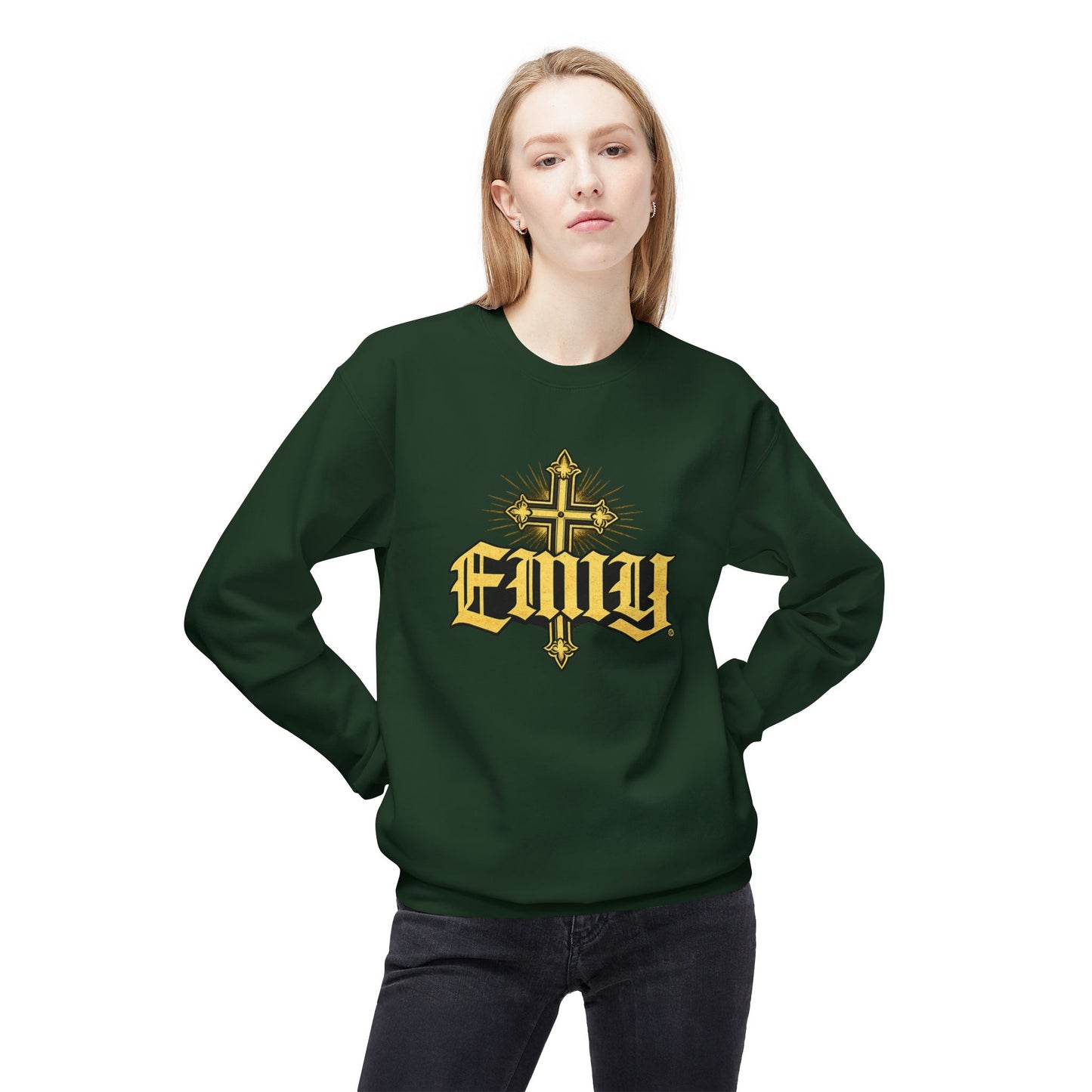 EMIY Wisdom Cross Crewneck Sweatshirt — "Wisdom Doesn’t Shout, It Leads"