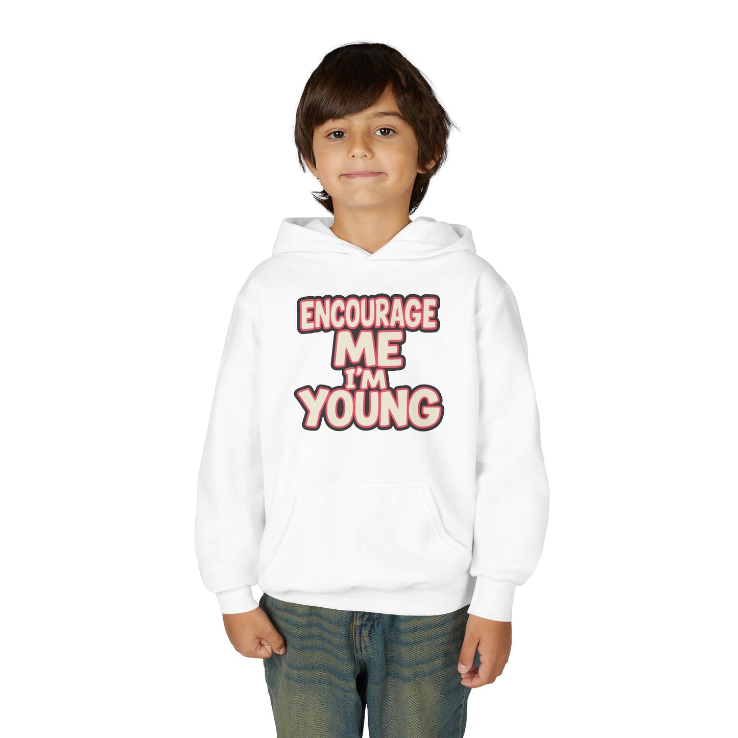 Youth Hoodie — “Encourage Me I’m Young” Graphic Pullover