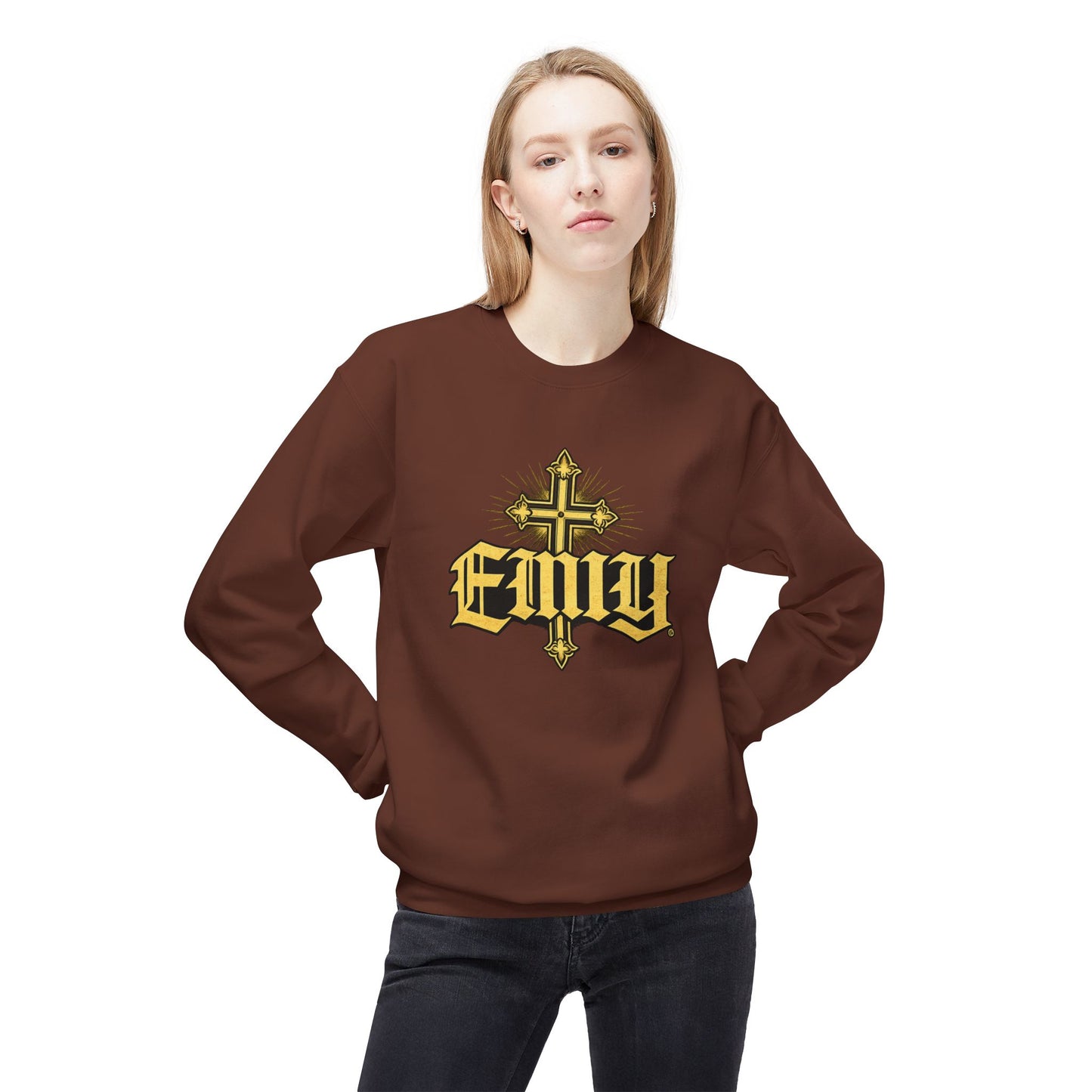EMIY Wisdom Cross Crewneck Sweatshirt — "Wisdom Doesn’t Shout, It Leads"