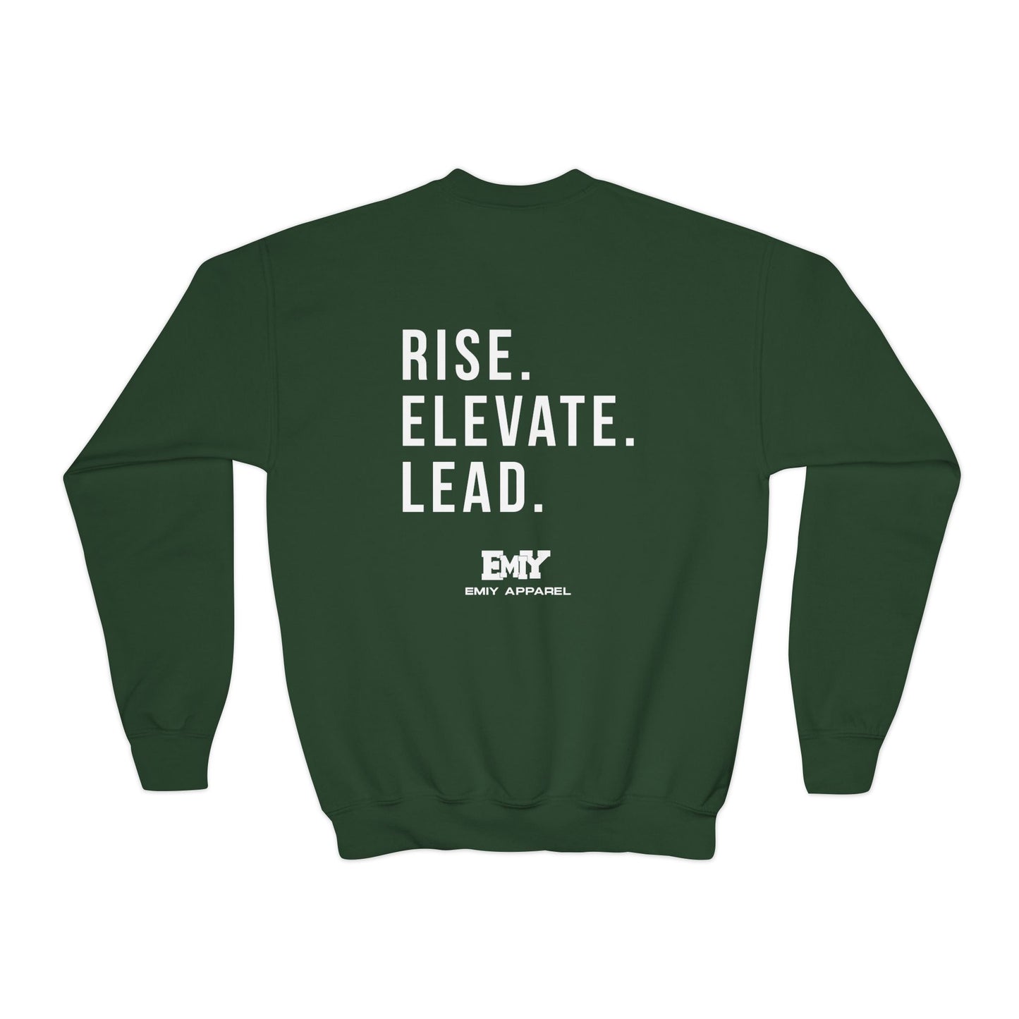 Youth Crewneck Sweatshirt — "Rise. Elevate. Lead."