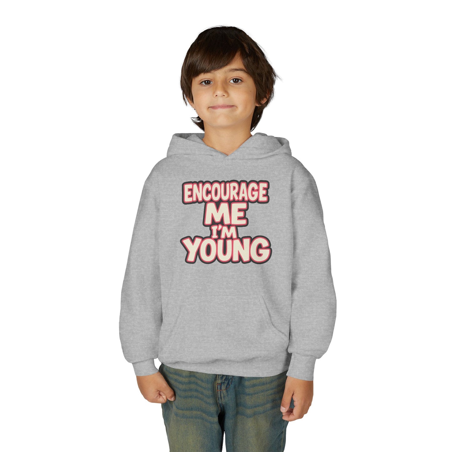 Youth Hoodie — “Encourage Me I’m Young” Graphic Pullover