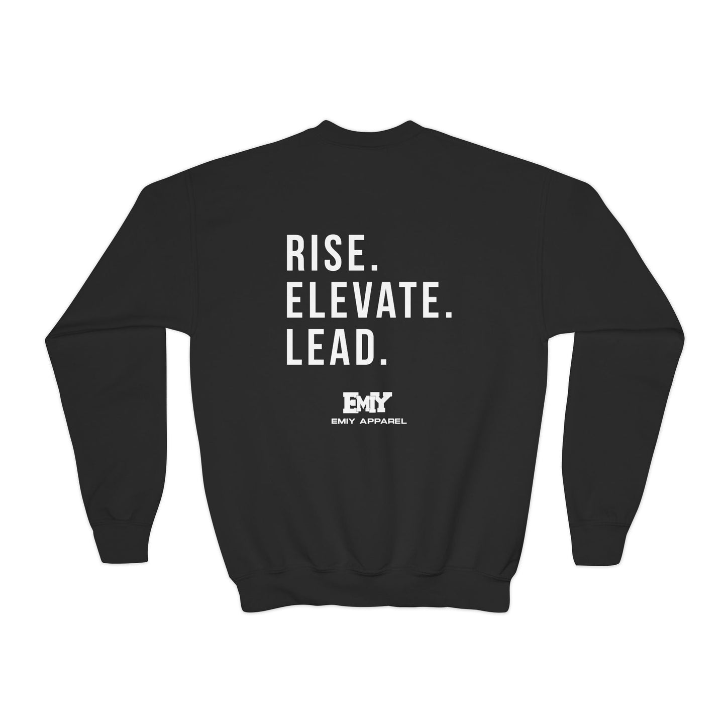 Youth Crewneck Sweatshirt — "Rise. Elevate. Lead."