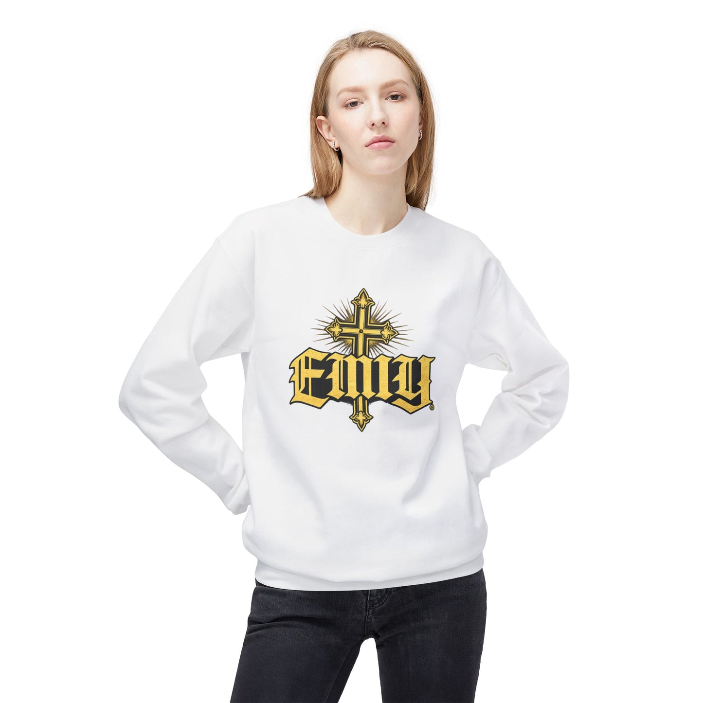 EMIY Wisdom Cross Crewneck Sweatshirt — "Wisdom Doesn’t Shout, It Leads"